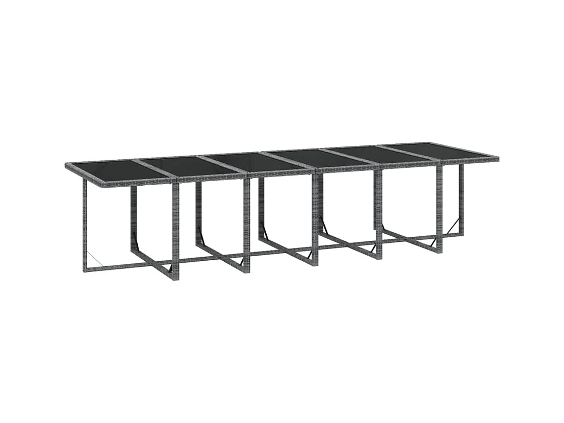Set comedor jardín 13 piezas con cojines ratán sintético gris