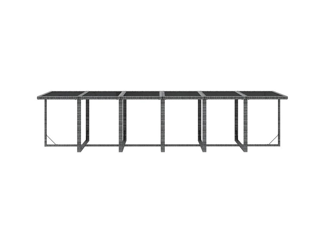 Set comedor jardín 13 piezas con cojines ratán sintético gris