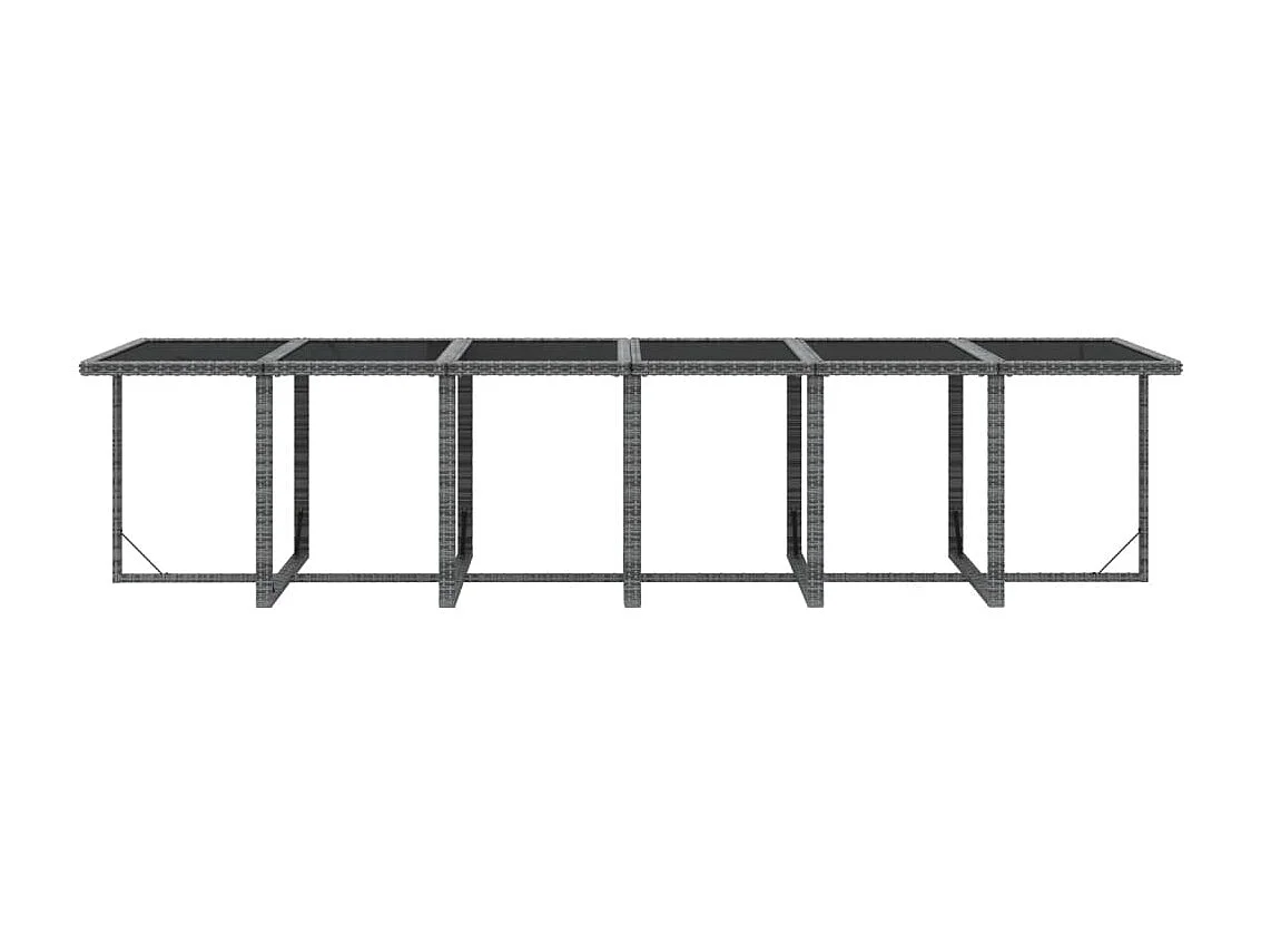 13 peças conjunto jantar p/ jardim c/ almofadões vime PE cinzento