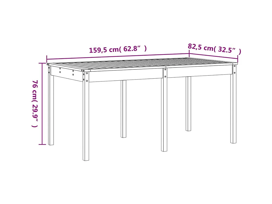 Juego de comedor de jardín 13 piezas madera maciza pino blanco