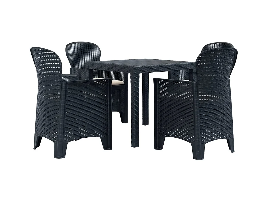 Ensemble à dîner 5 pièces Plastique Anthracite Aspect de rotin