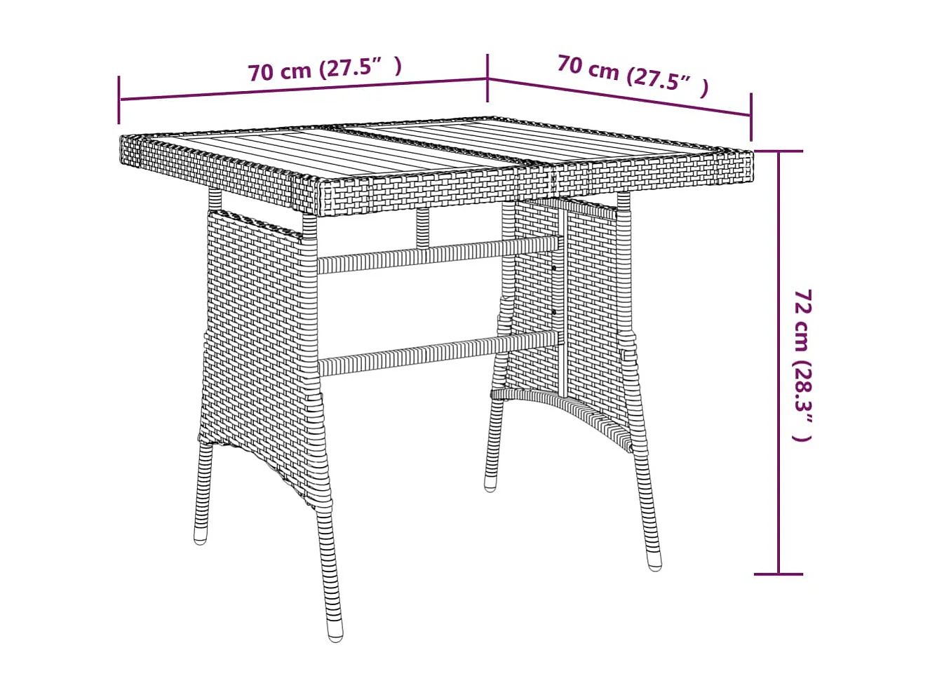 3 peças Conjunto de jantar p/ exterior vime PE preto