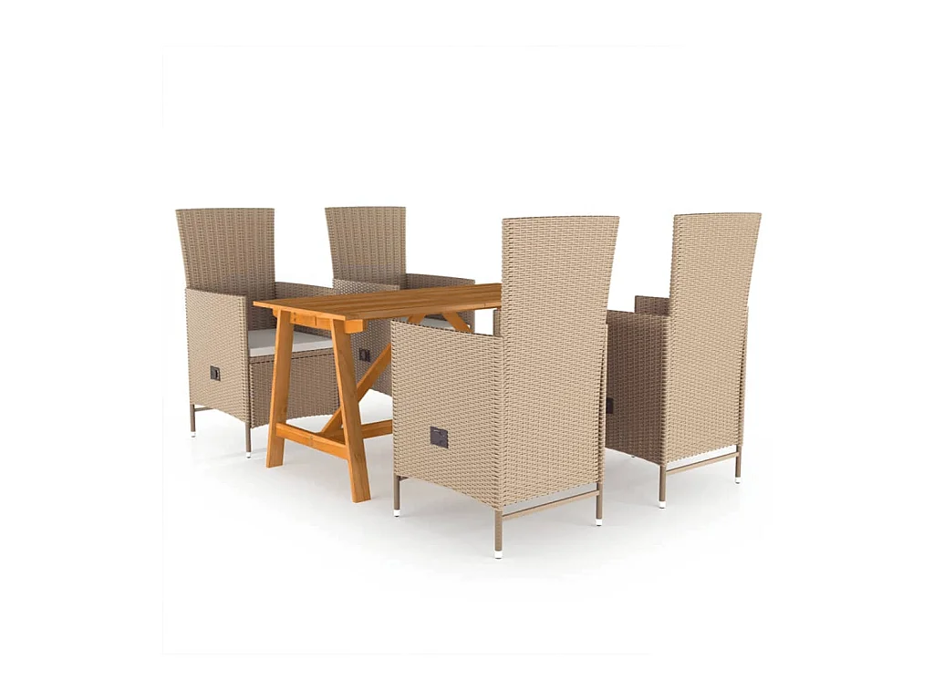 Ensemble de salle à manger de jardin 5 pièces Beige