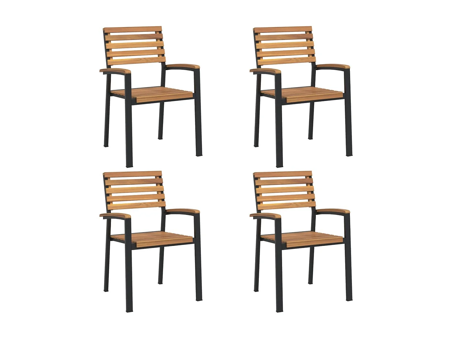 Juego de comedor de jardín 5 piezas madera maciza acacia y metal