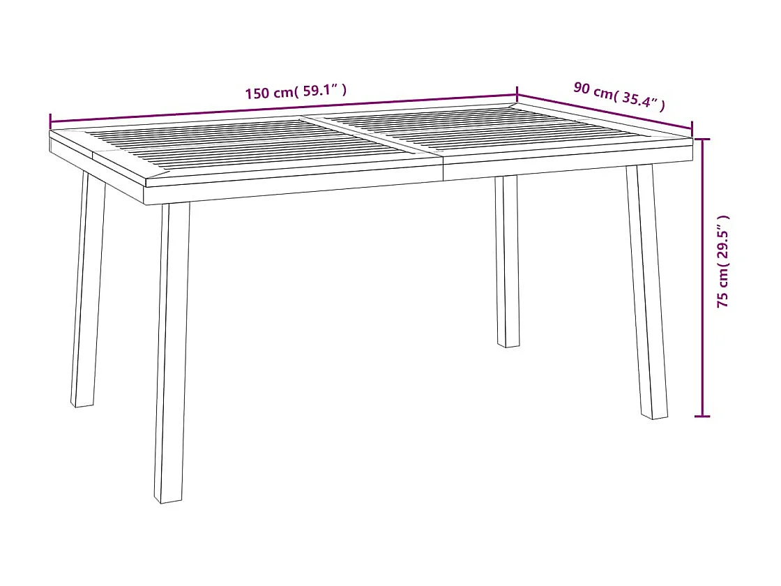 Juego de comedor de jardín 5 piezas madera maciza acacia y metal