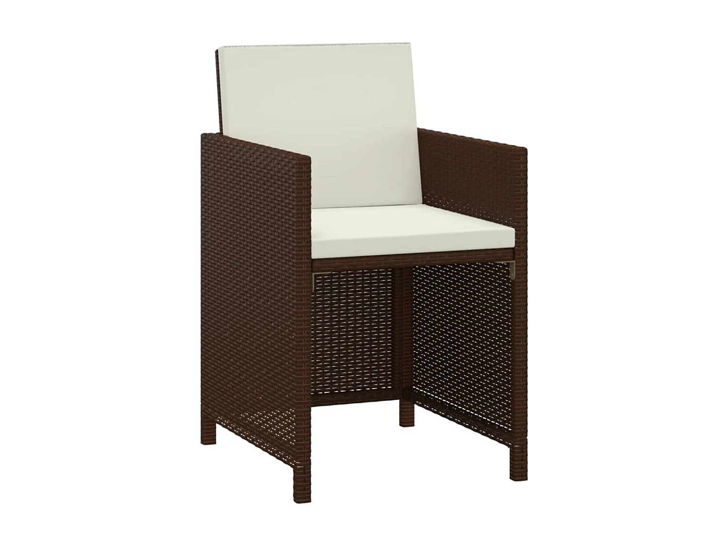 Meubles à dîner de jardin et coussins 3 pièces Poly rotin Marron