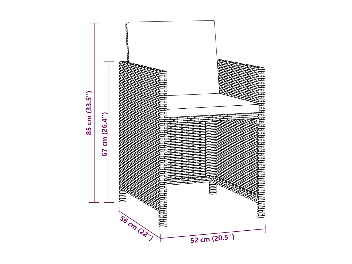 Meubles à dîner de jardin et coussins 3 pièces Poly rotin Marron
