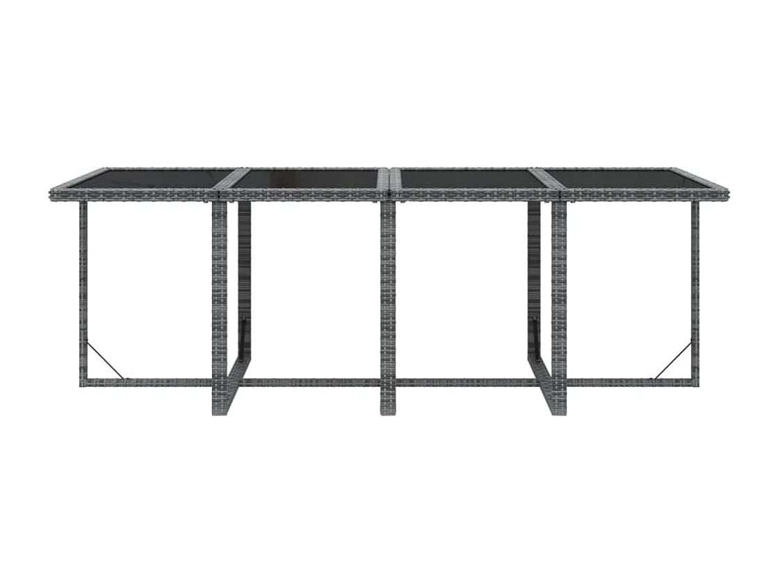 9 peças conjunto jantar p/ jardim c/ almofadões vime PE cinzento