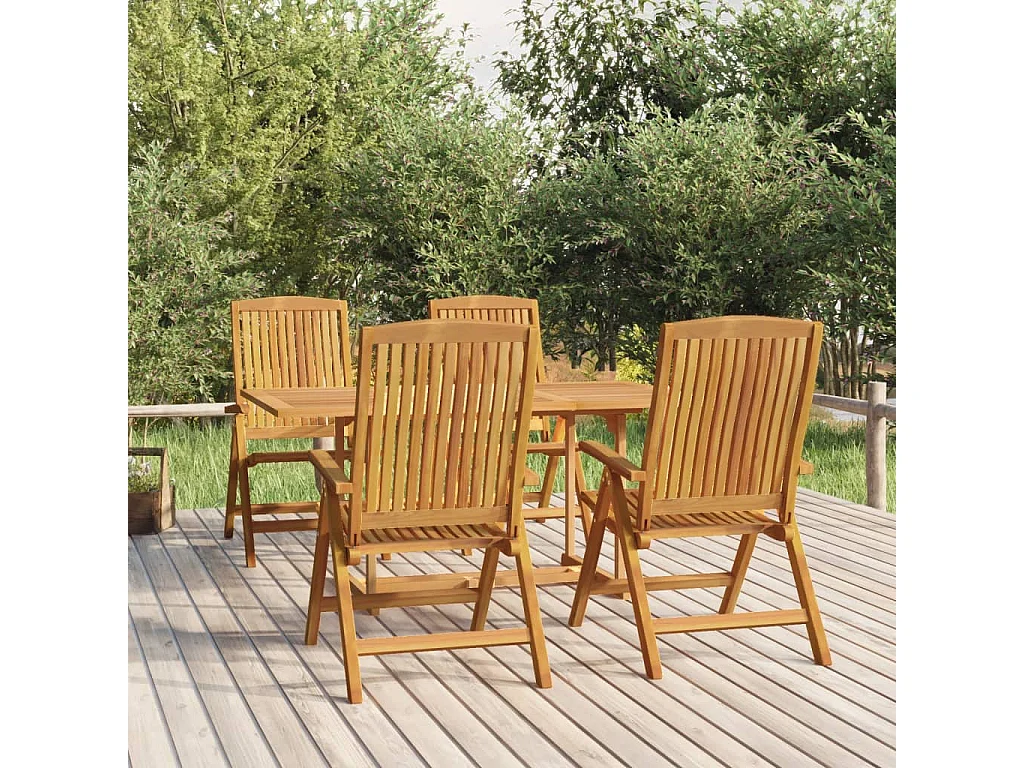 Ensemble à dîner de jardin 5 pièces Bois de teck massif