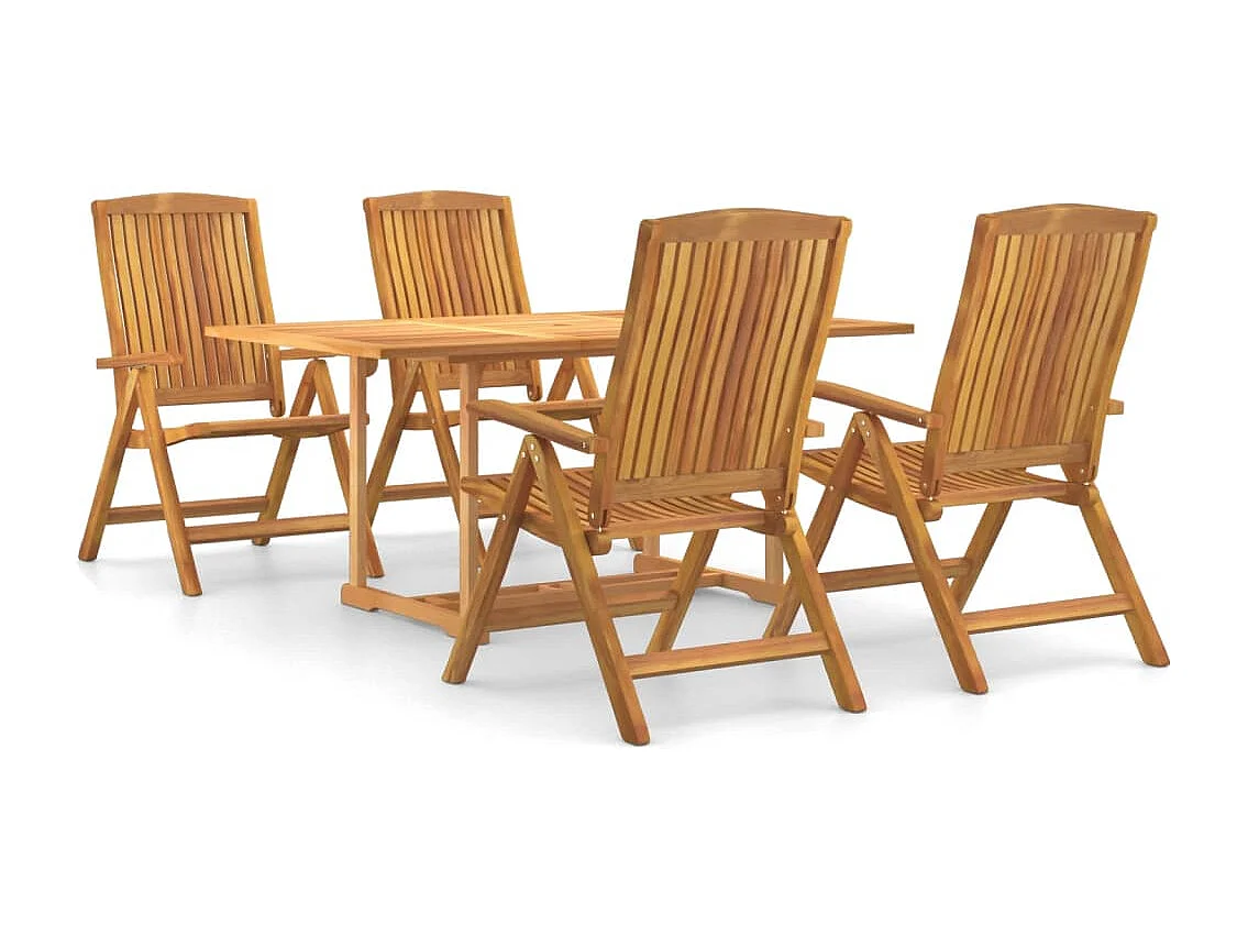 Ensemble à dîner de jardin 5 pièces Bois de teck massif