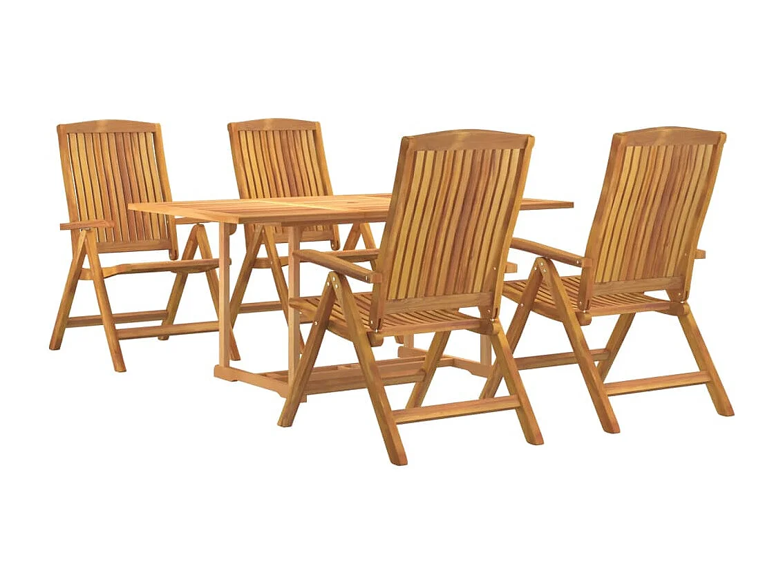 Ensemble à dîner de jardin 5 pièces Bois de teck massif