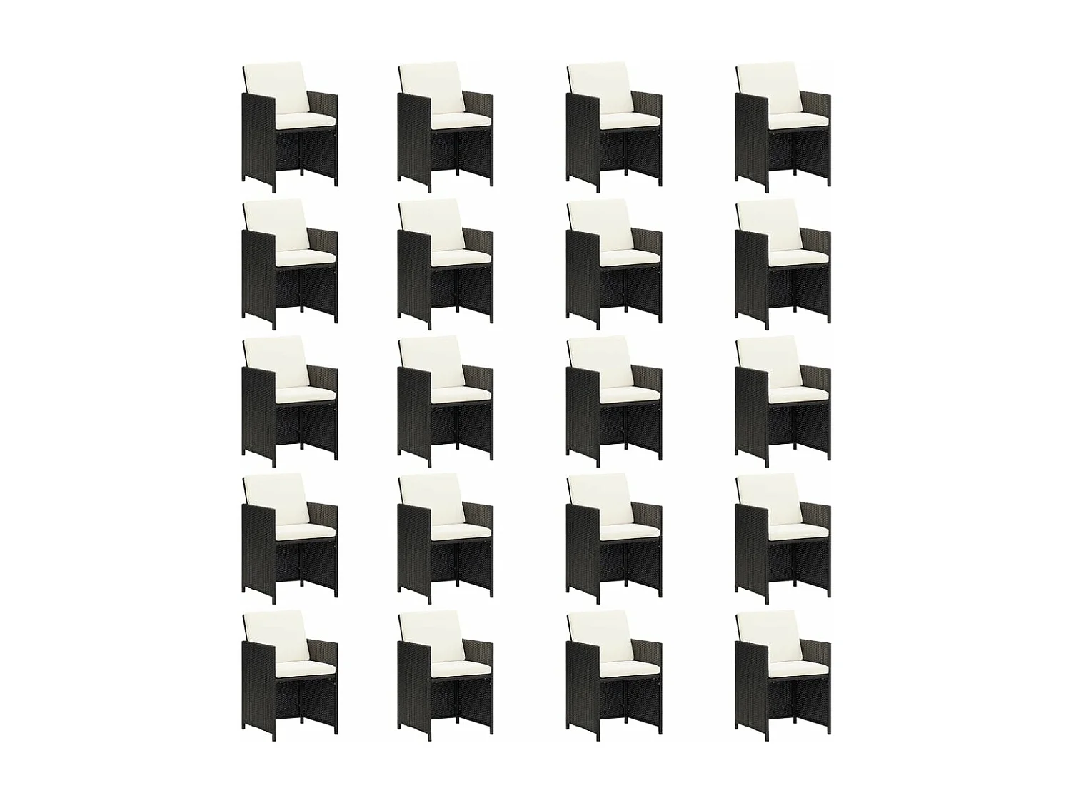 Set de comedor jardín 21 piezas con cojines ratán sintético negro