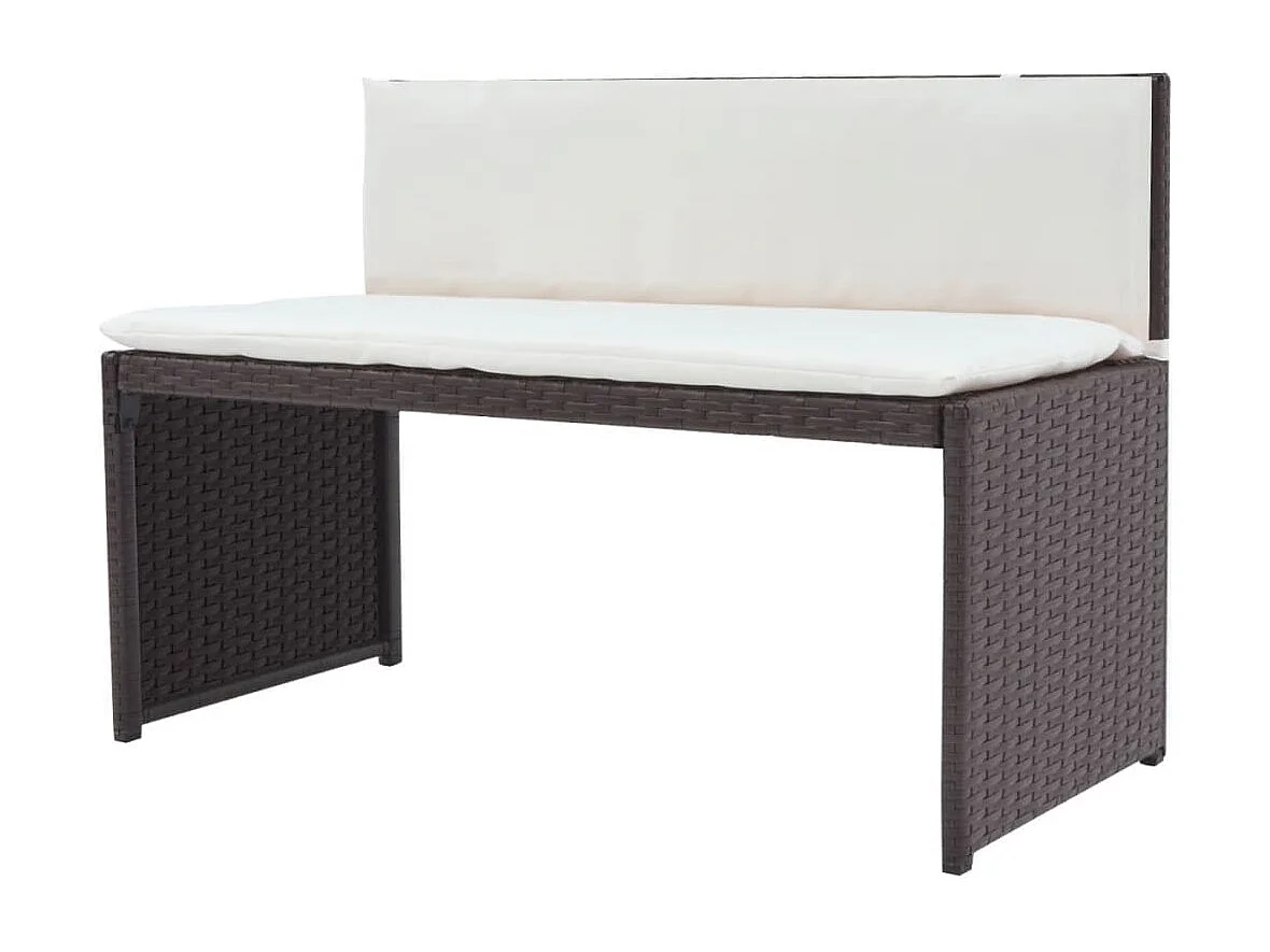 Juego de comedor de jardín 5 piezas ratán PE y acero marrón