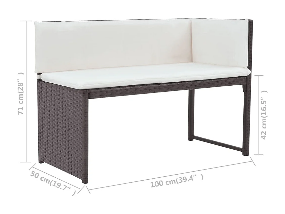 Juego de comedor de jardín 5 piezas ratán PE y acero marrón
