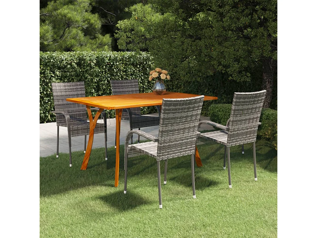 Juego de comedor para jardín 5 piezas gris