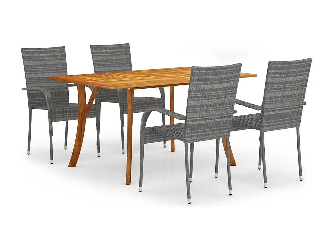 Juego de comedor para jardín 5 piezas gris