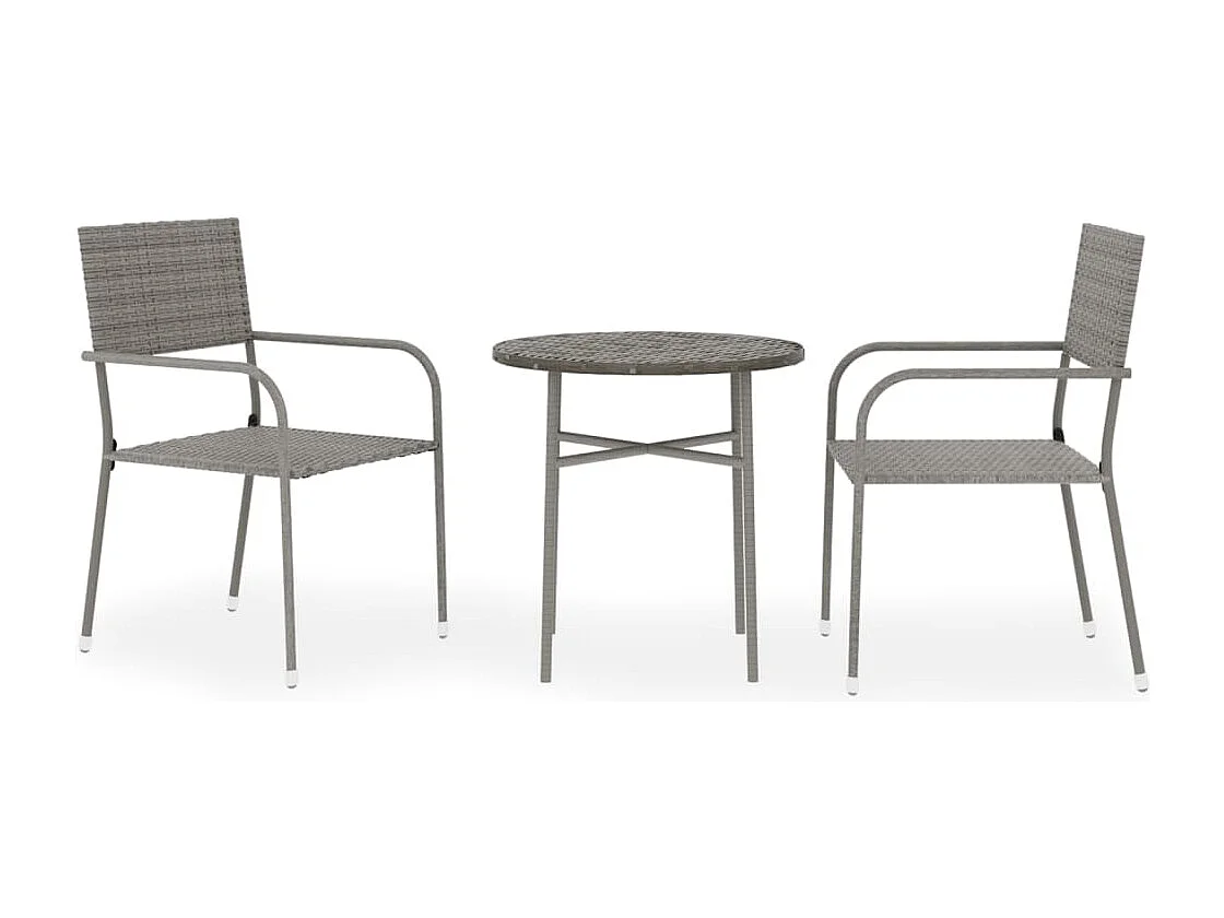 3-delige Tuinset poly rattan grijs