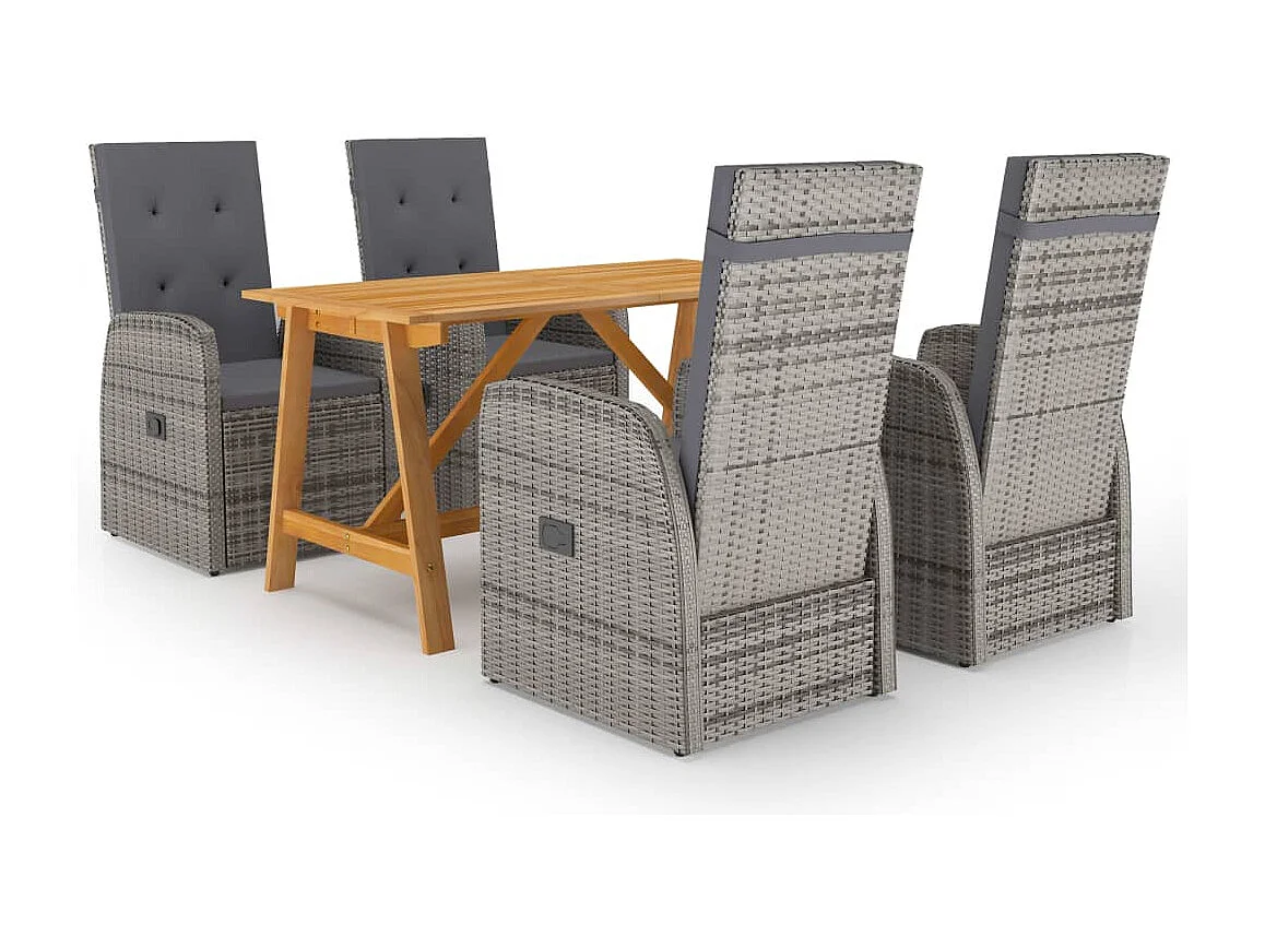 Juego de comedor para jardín 5 piezas gris