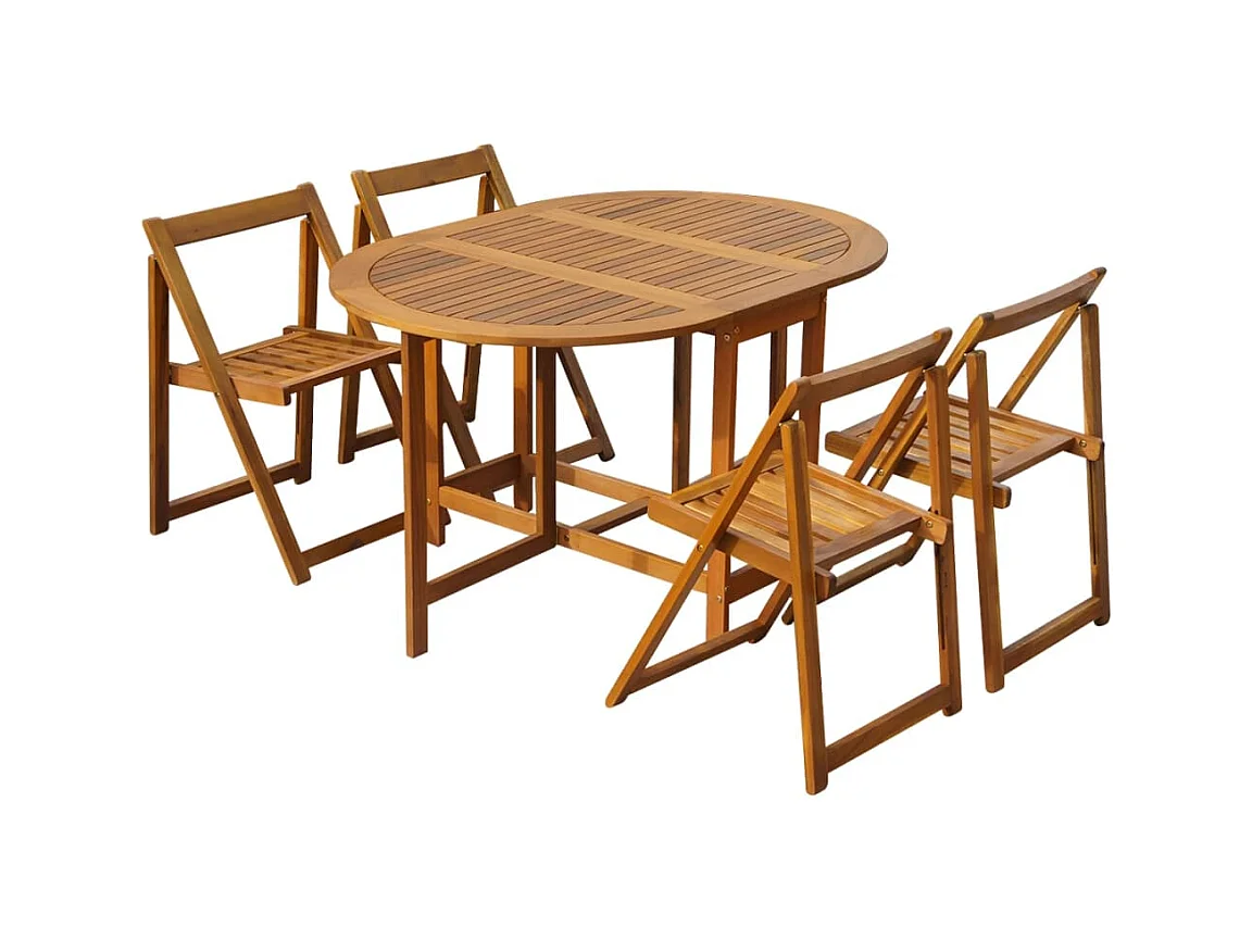Mobilier à dîner d'extérieur pliable 5 pièces Bois d'acacia solide