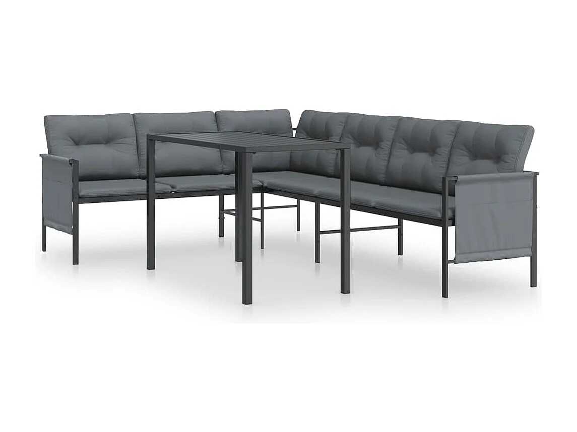 2 peças conjunto de jantar para jardim aço antracite