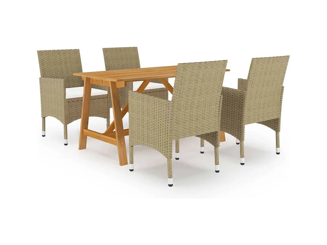 Ensemble de salle à manger de jardin 5 pièces Beige