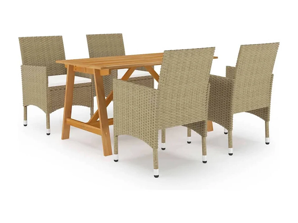 5 peças conjunto de jantar para jardim bege