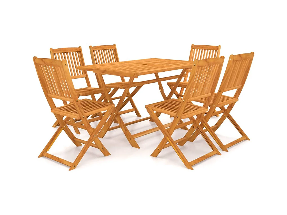 Mobilier à dîner de jardin pliable 7 pièces Bois d'acacia solide