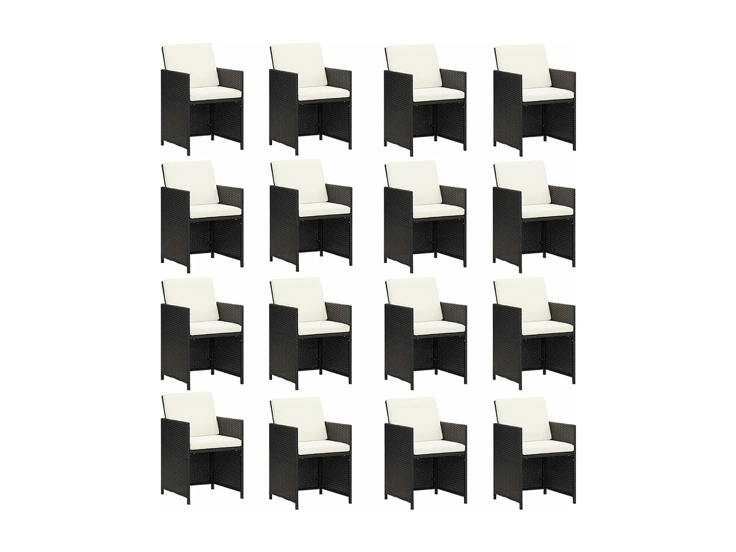 Set comedor de jardín 17 piezas con cojines ratán sintético negro