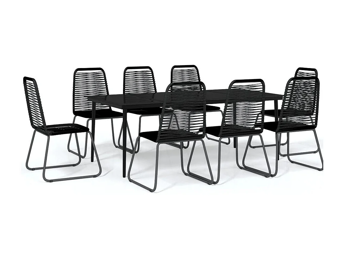 Ensemble de salle à manger de jardin 9 pièces Noir