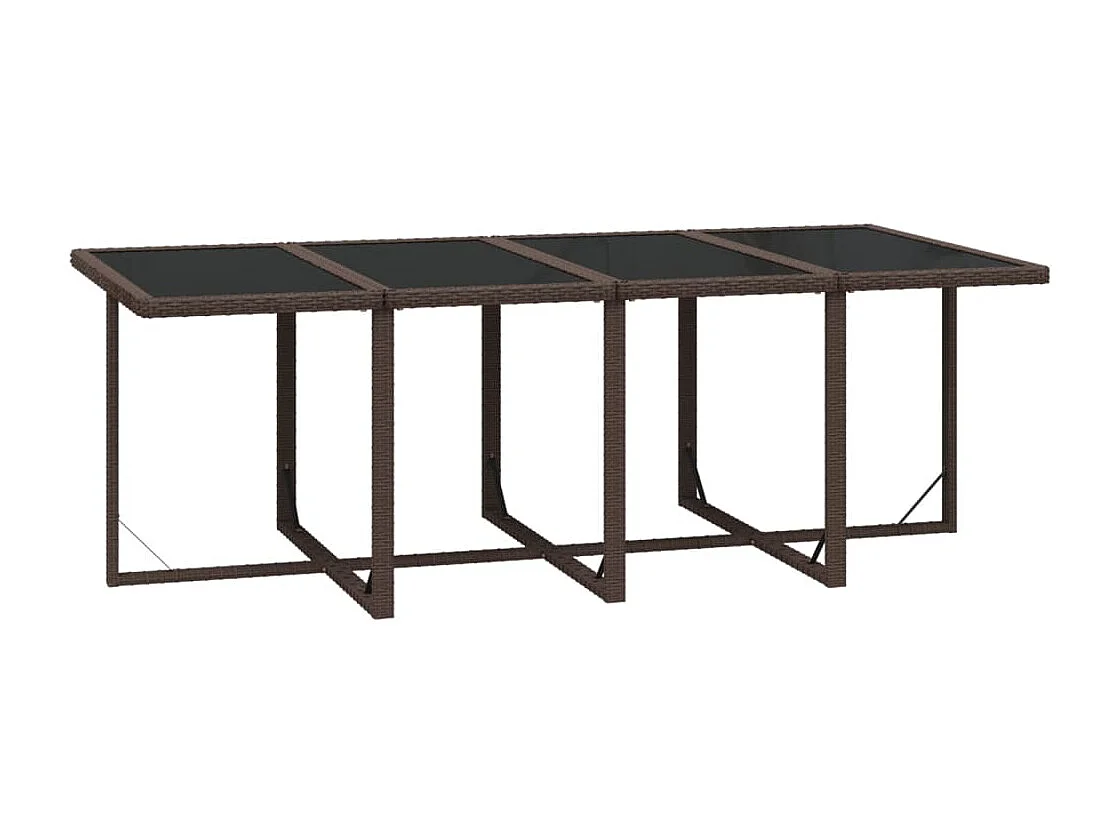 Ensemble à dîner de jardin coussins 9 pièces Résine tressée Marron