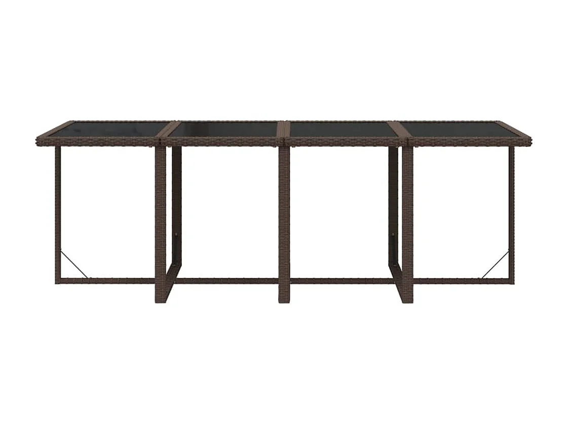 Ensemble à dîner de jardin coussins 9 pièces Résine tressée Marron