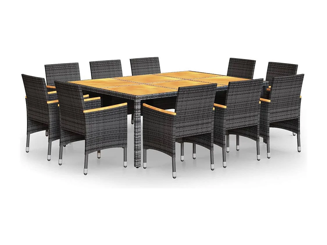 Juego de comedor de jardín 11 piezas ratán sintético gris