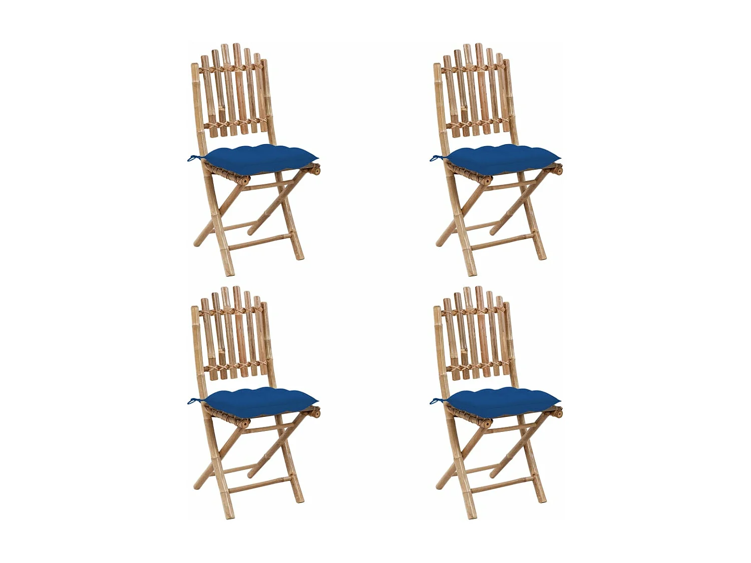 Mobilier à dîner d'extérieur pliable 5 pièces avec coussins Bambou