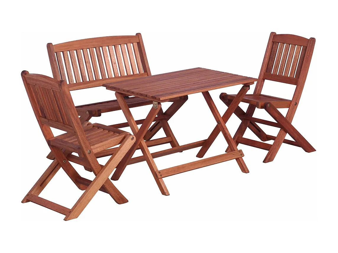 Comedor de jardín para niños 4 piezas madera maciza de eucalipto