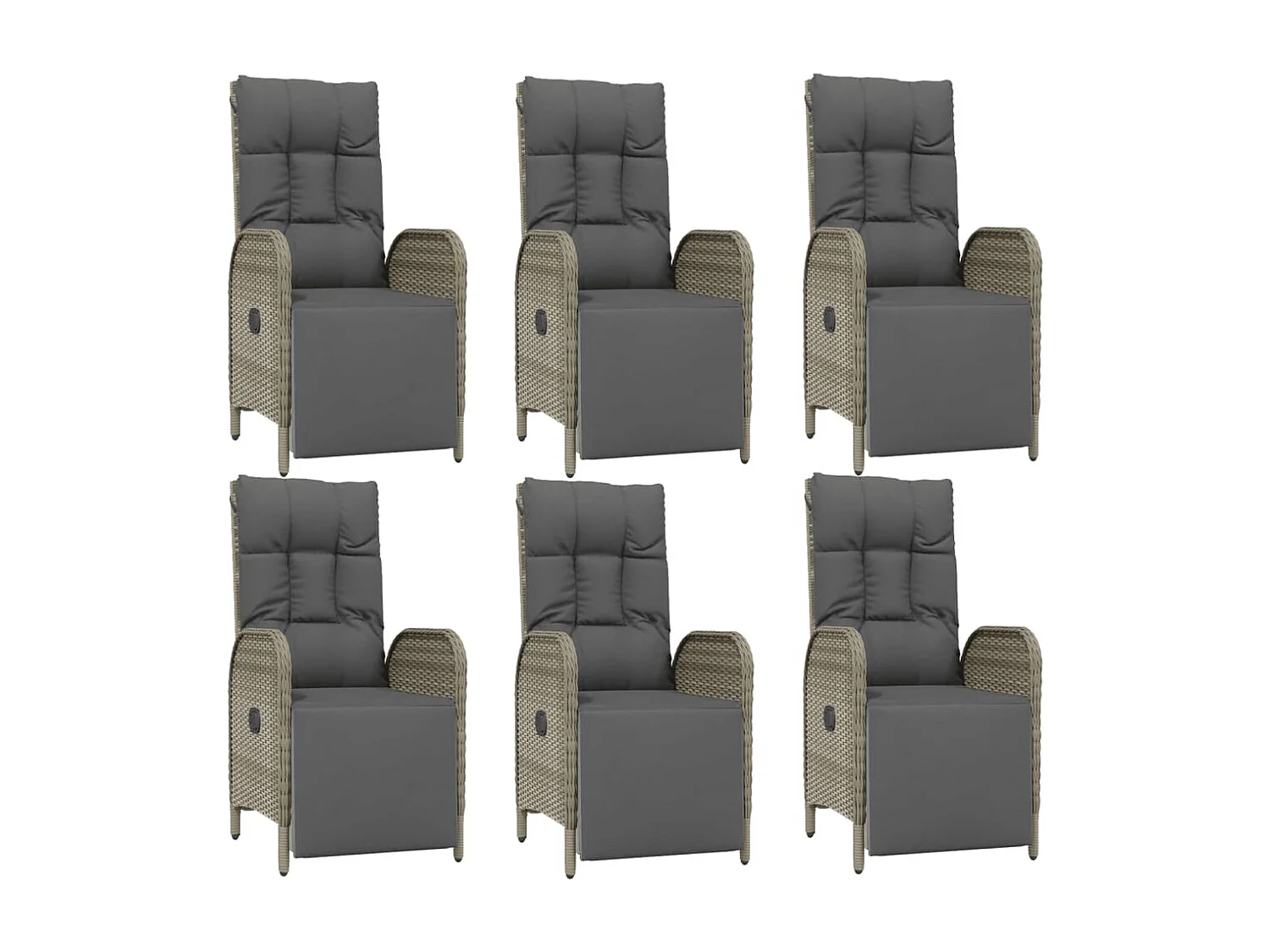 Mobilier à dîner de jardin et coussins 7 pièces gris rotin