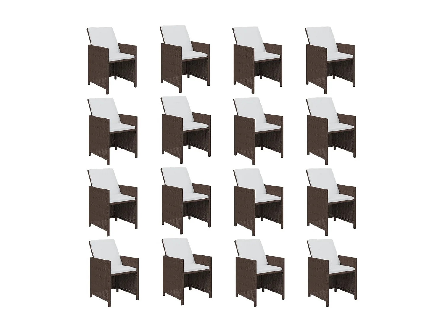 Ensemble à dîner de jardin coussins 17 pièces Résine tressée Marron