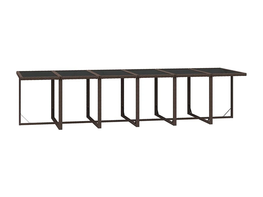 Ensemble à dîner de jardin coussins 17 pièces Résine tressée Marron