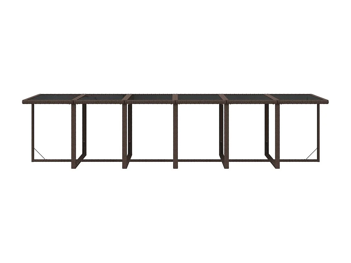 Ensemble à dîner de jardin coussins 17 pièces Résine tressée Marron