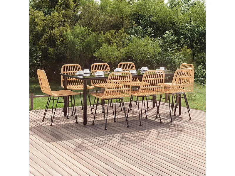 9 peças conjunto de jantar para jardim vime PE