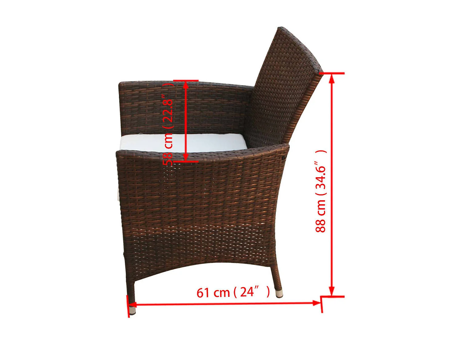Set comedor de jardín 7 piezas y cojines ratán sintético marrón
