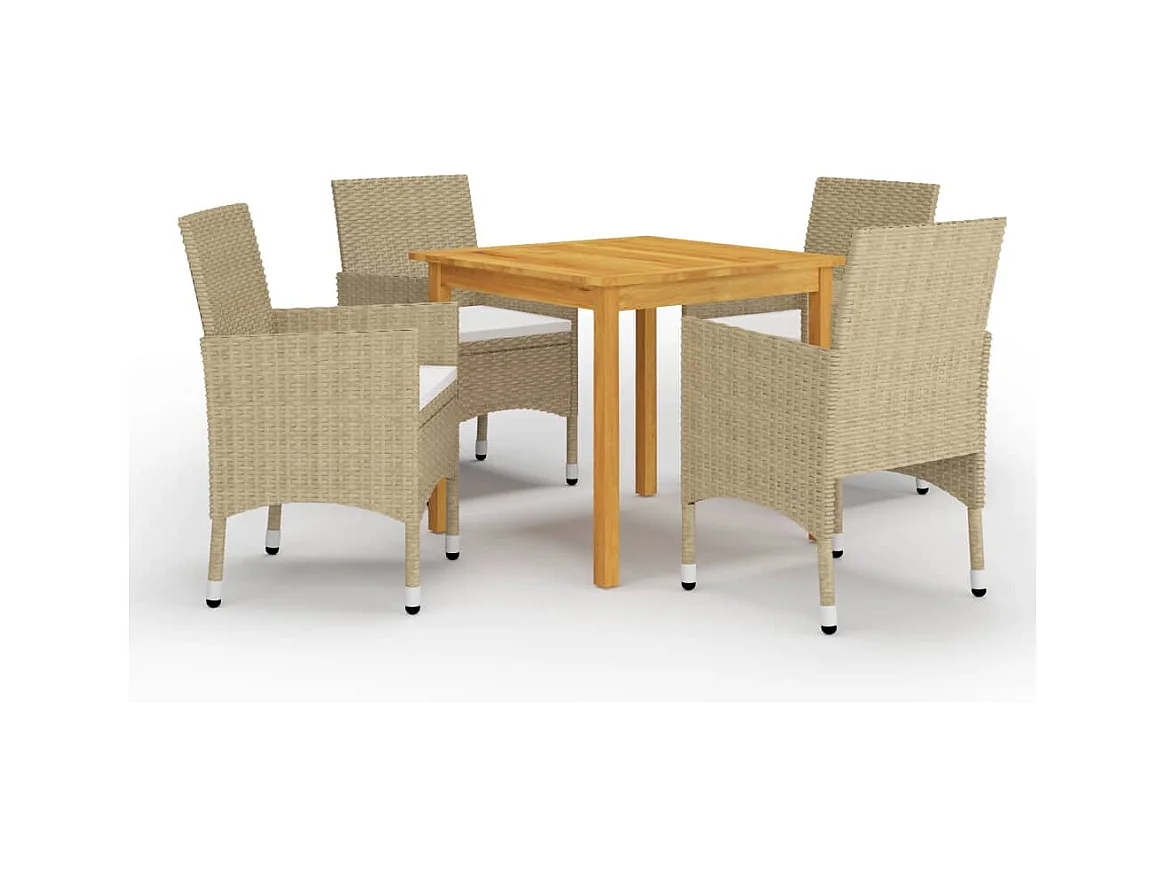 Ensemble de salle à manger de jardin 5 pièces Beige
