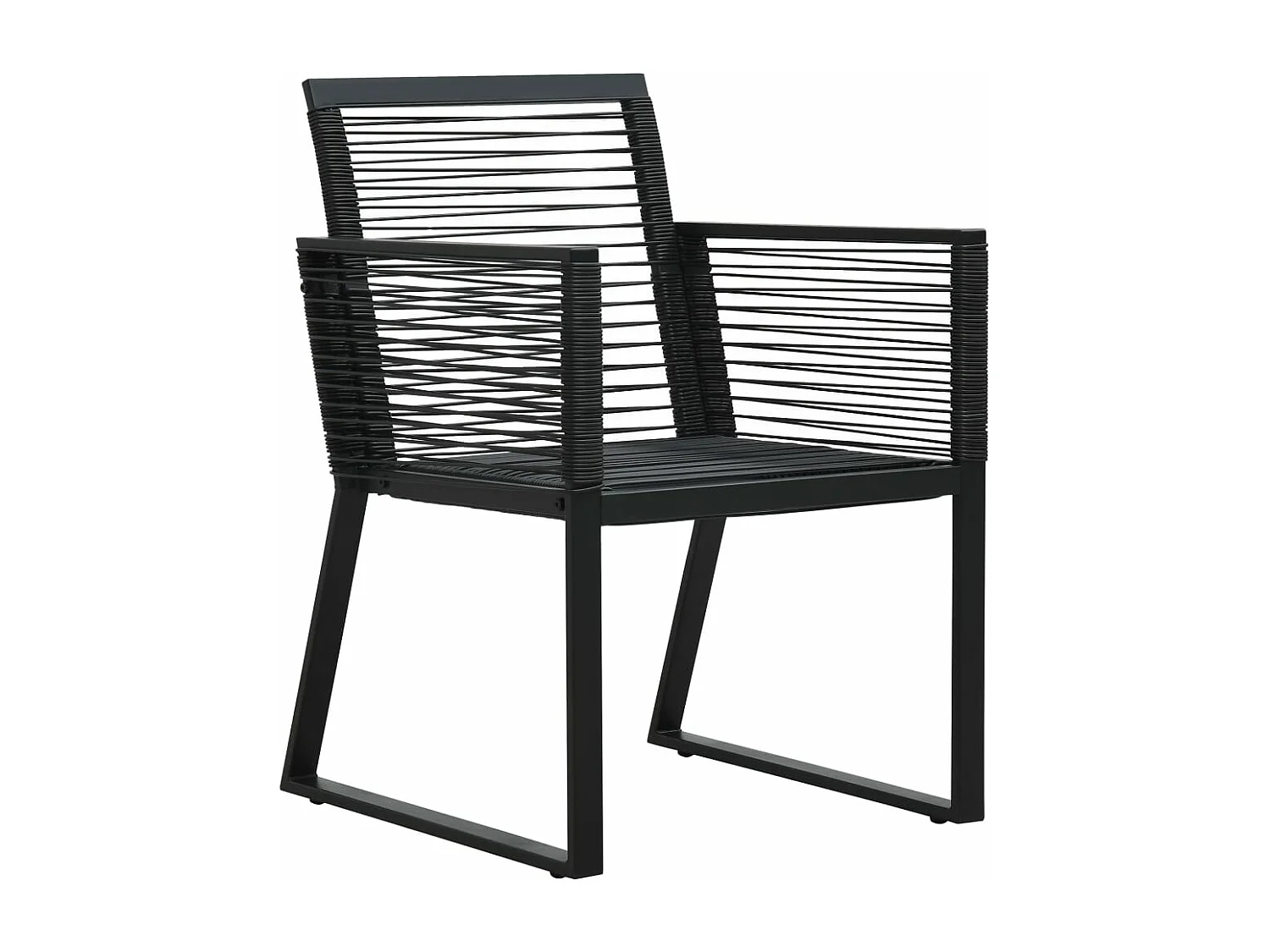 Ensemble à dîner d'extérieur 7 pièces Rotin PVC Noir