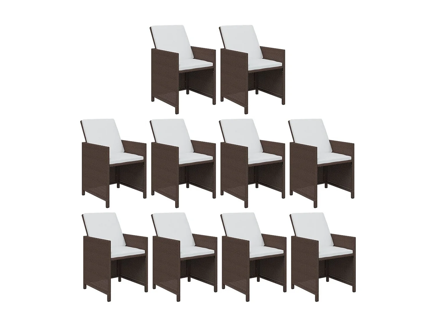 Set comedor jardín 11 piezas con cojines ratán sintético marrón