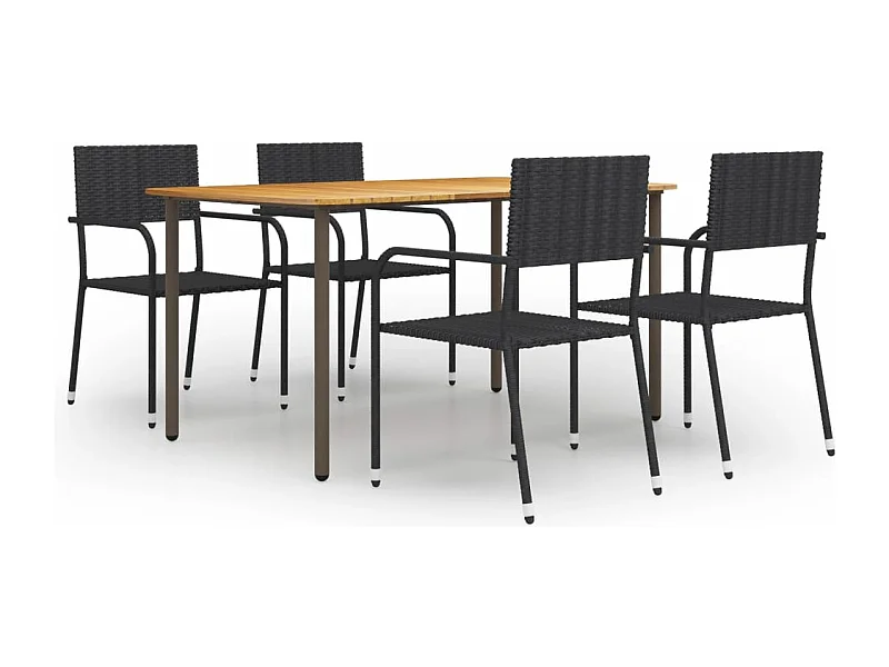 Set de muebles de comedor de jardín 5 piezas ratán PE negro