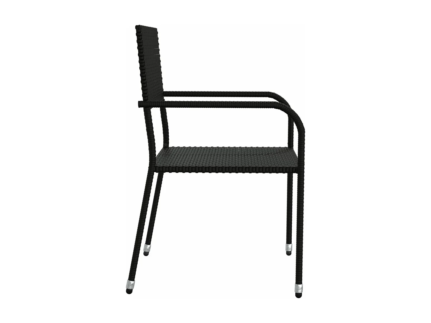 5 peças conjunto de jantar para jardim vime PE e aço preto