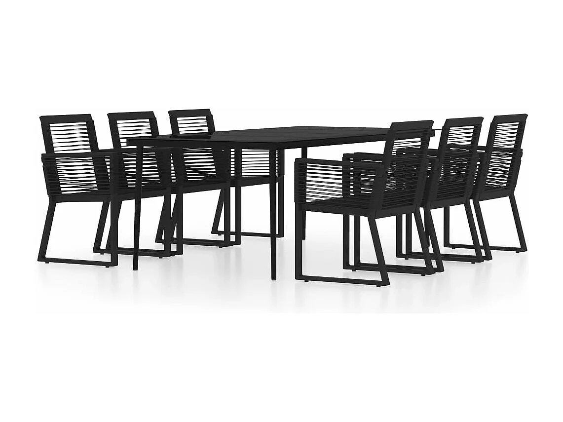 Ensemble de salle à manger de jardin 7 pièces Noir