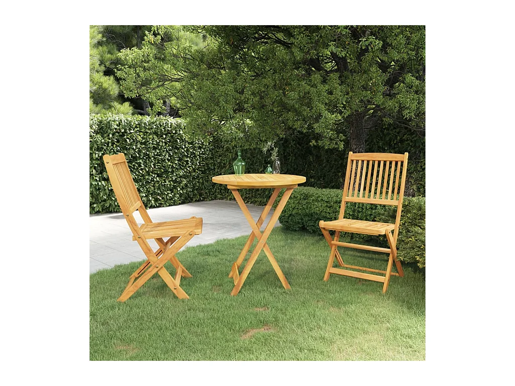 Mobilier à dîner de jardin pliable 3 pièces Bois d'acacia solide