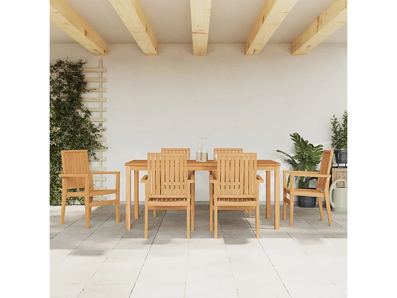 Ensemble à dîner de jardin 7 pièces Bois de teck solide