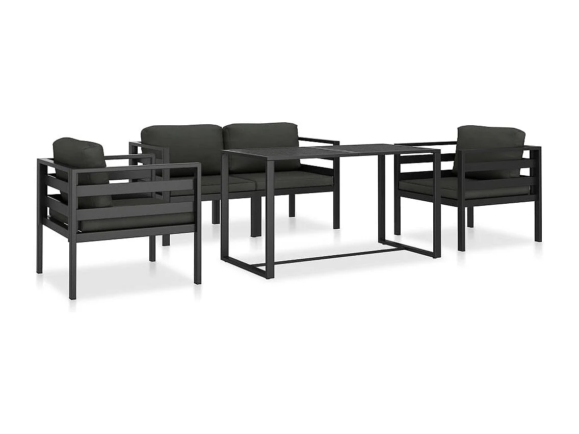 Ensemble de canapés 5 pièces avec coussins Aluminium Anthracite