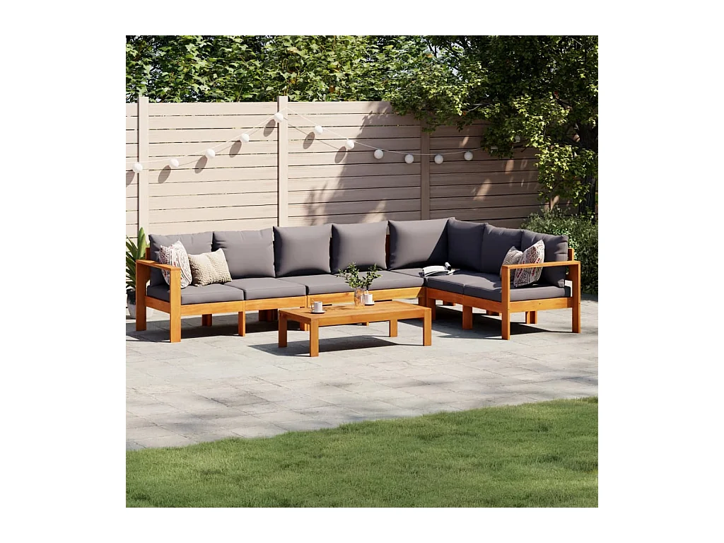 Salon de jardin avec coussins 5 pièces Bois d'acacia solide